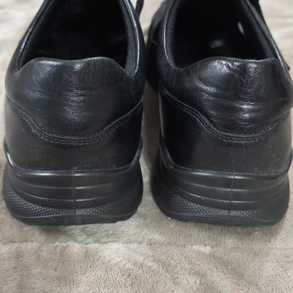 Ecco Irving Men's Black Leather Fisherman Loafers Hook/Loop Casual Sz 46/12-12.5